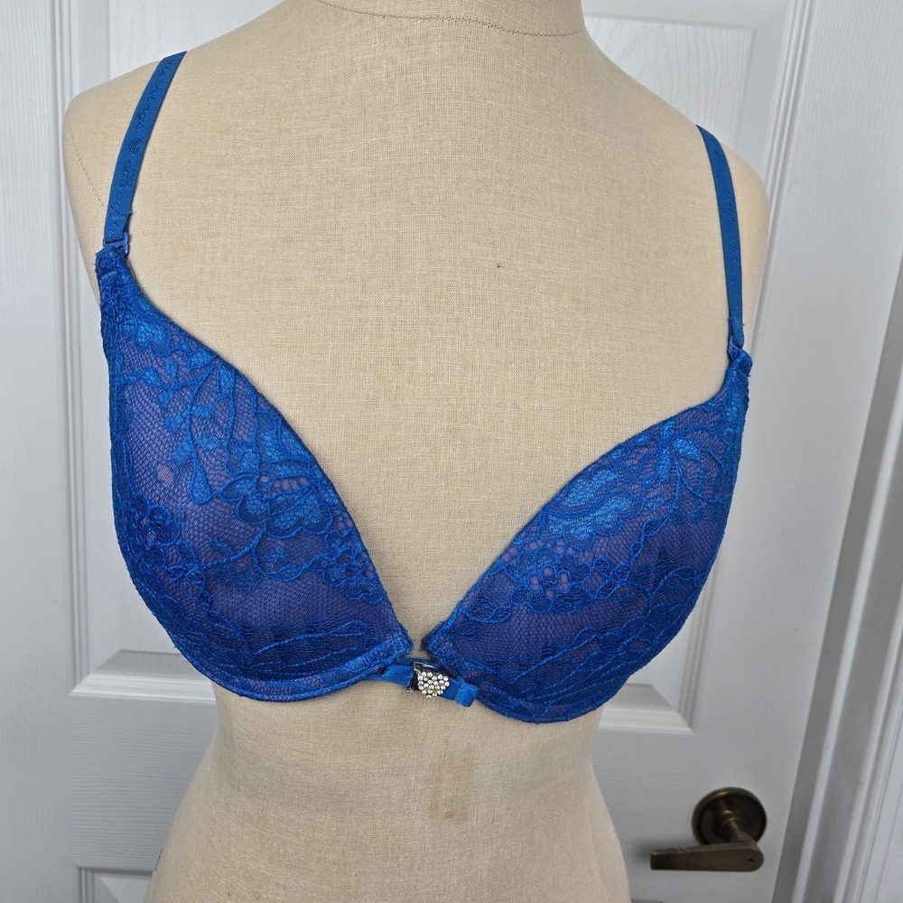 Victoria's Secret Sexy Little Things Blue Lace Push-up Bra‎ Size 34D Lingerie